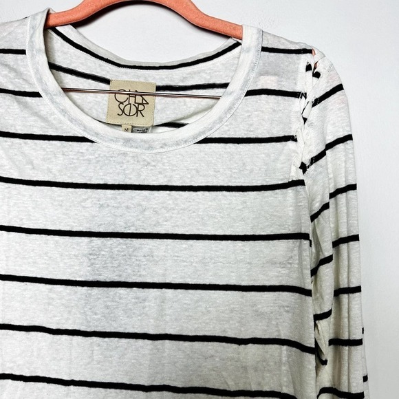 Chaser NWT Linen Jersey Long Sleeve Crew Neck Lace Up Armhole Tshirt Size Medium - Picture 3 of 5